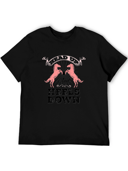 Equestrian Head Up Heels Down Black Tee
