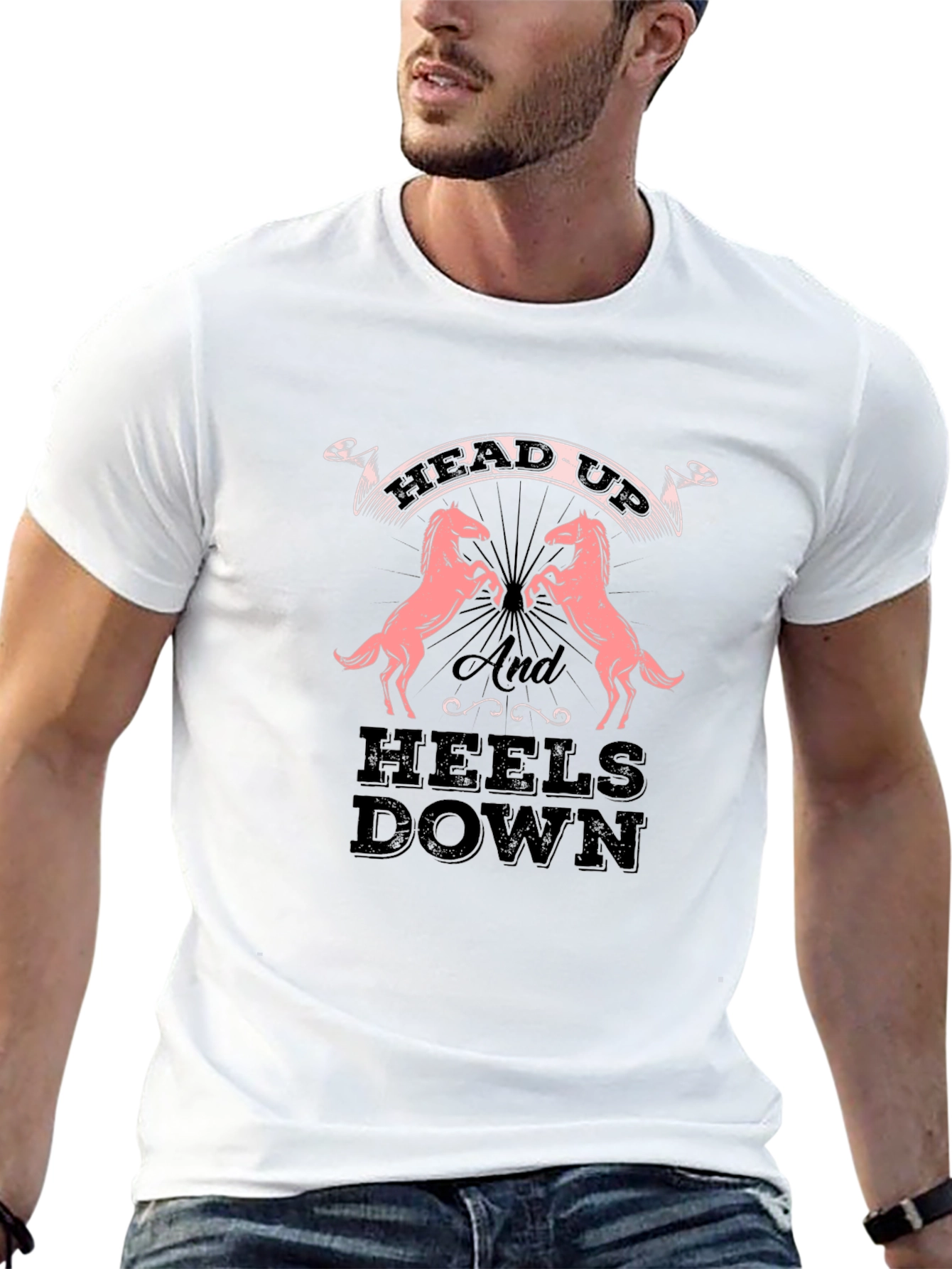 Equestrian Head Up Heels Down Black Tee