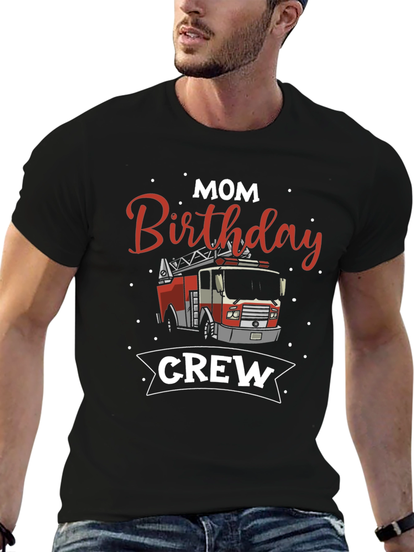 Mom Birthday Firetruck Crew T-Shirt