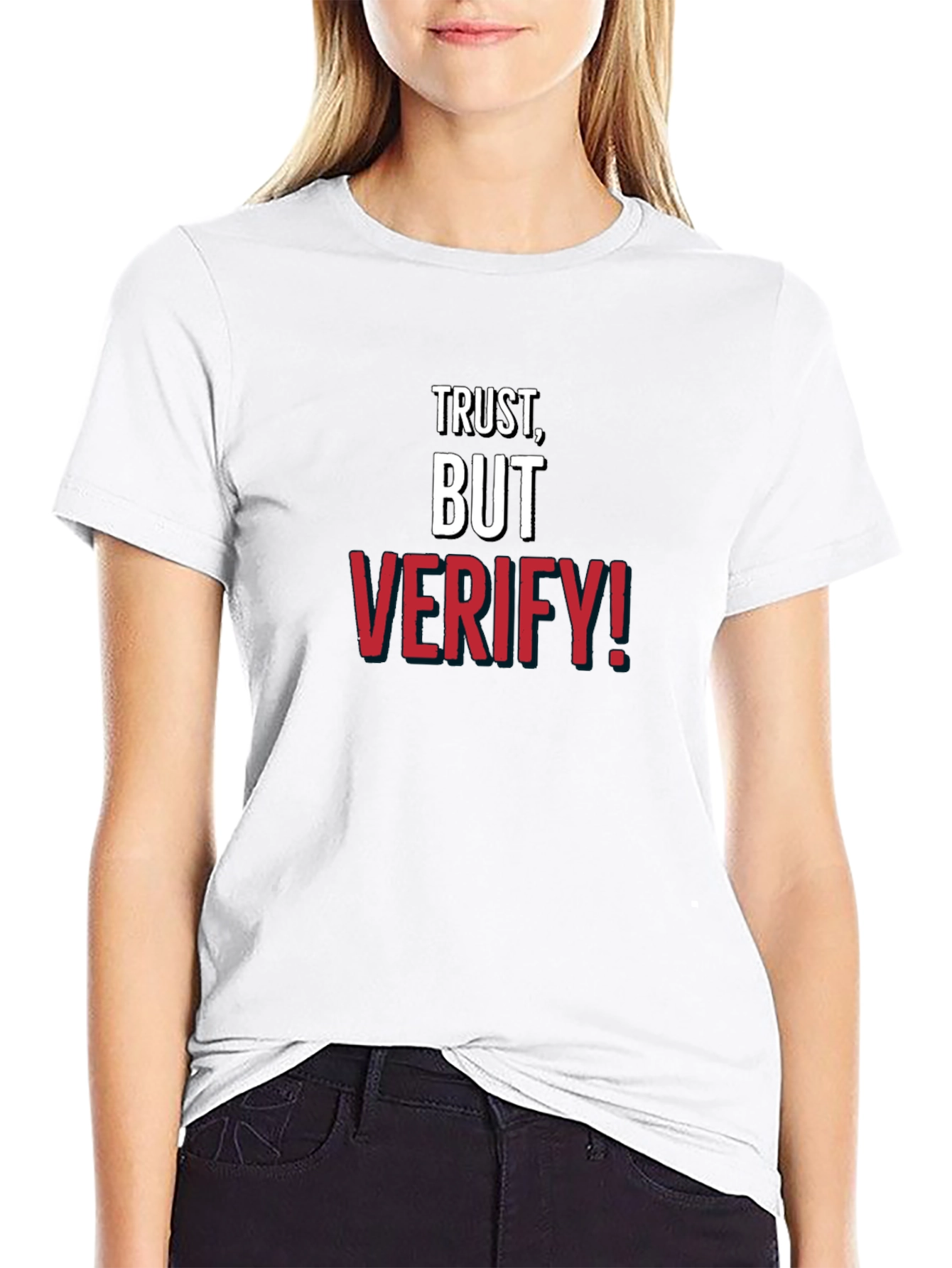 Trust But Verify! Graphic Tee - Mens Cotton Crewneck