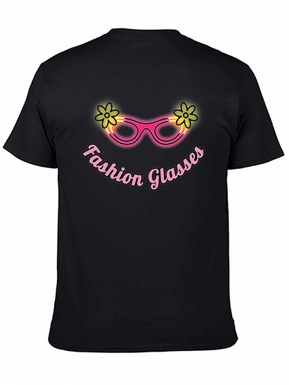 Fun Fashion Glasses Graphic Tee - Black