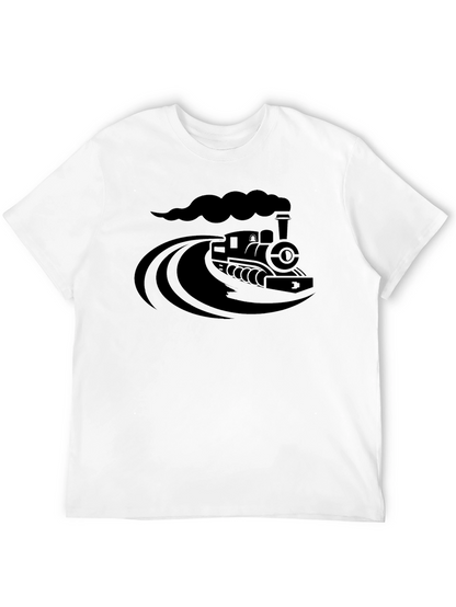 Steam Train Graphic Tee - Classic Black Cotton T-Shirt
