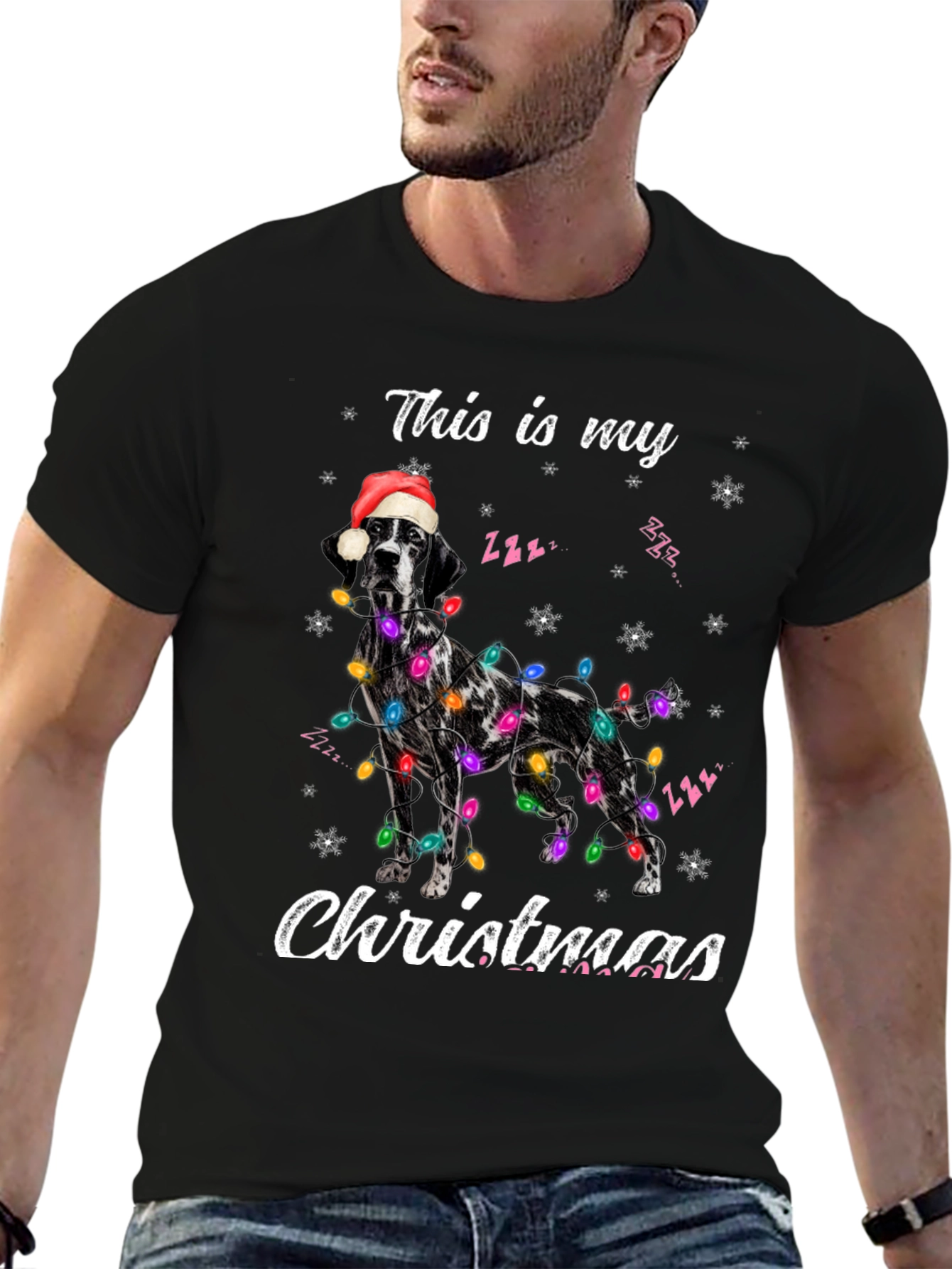 Christmas Dog Graphic Tee - Holiday Celebration Shirt