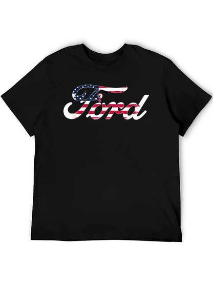 American Flag Ford Logo Black T-Shirt