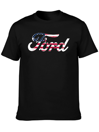 American Flag Ford Logo Black T-Shirt