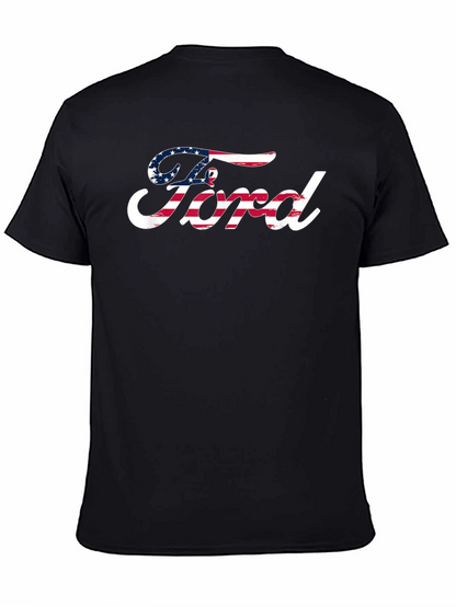 American Flag Ford Logo Black T-Shirt