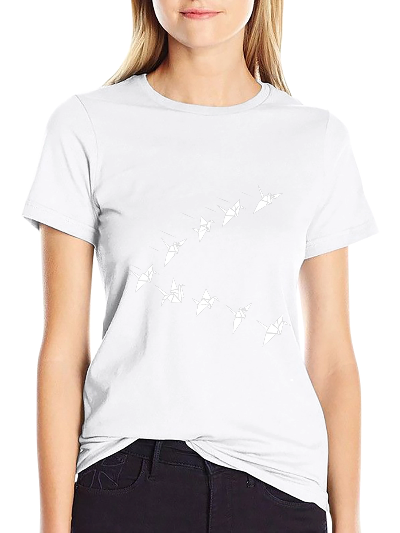 Origami Birds Graphic Tee - Stylish Black T-Shirt