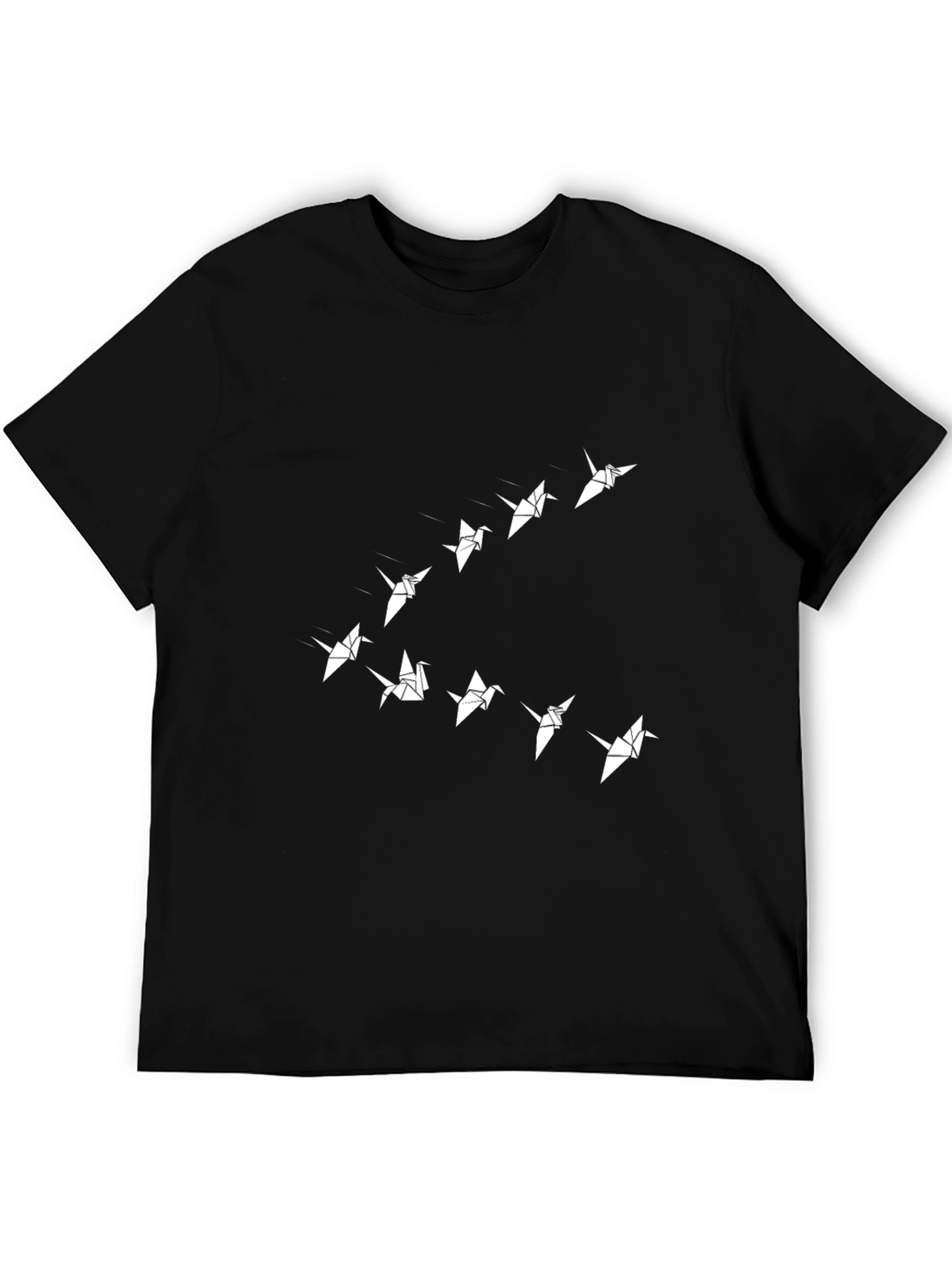 Origami Birds Graphic Tee - Stylish Black T-Shirt