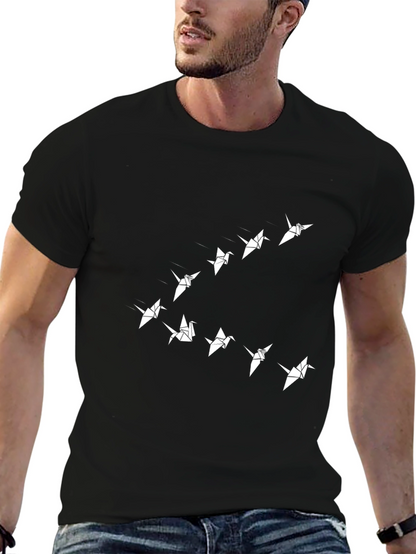 Origami Birds Graphic Tee - Stylish Black T-Shirt