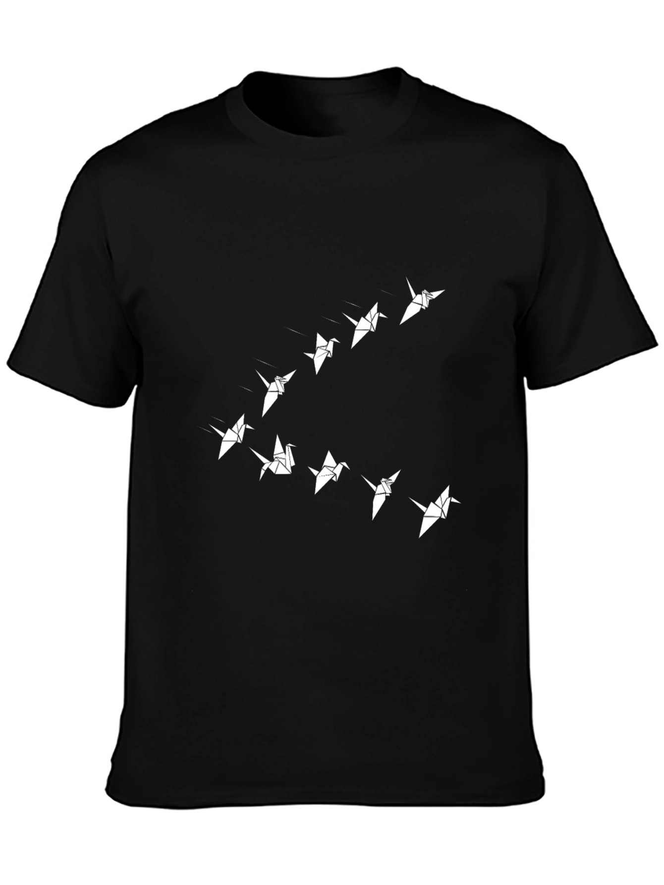 Origami Birds Graphic Tee - Stylish Black T-Shirt