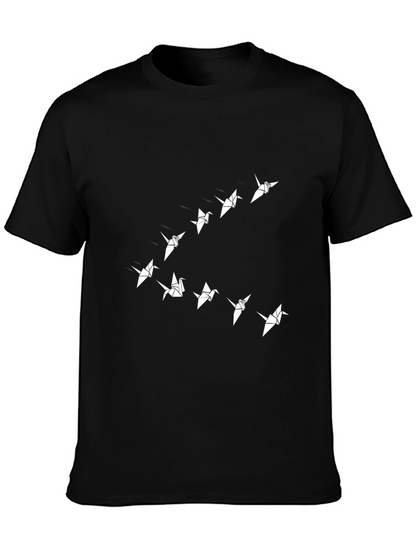 Origami Birds Graphic Tee - Stylish Black T-Shirt