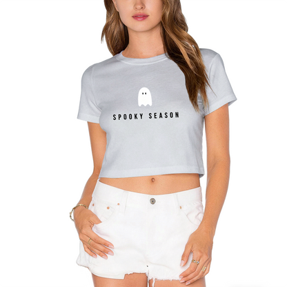 Minimal Ghost Spooky Season Halloween Cropped Top
