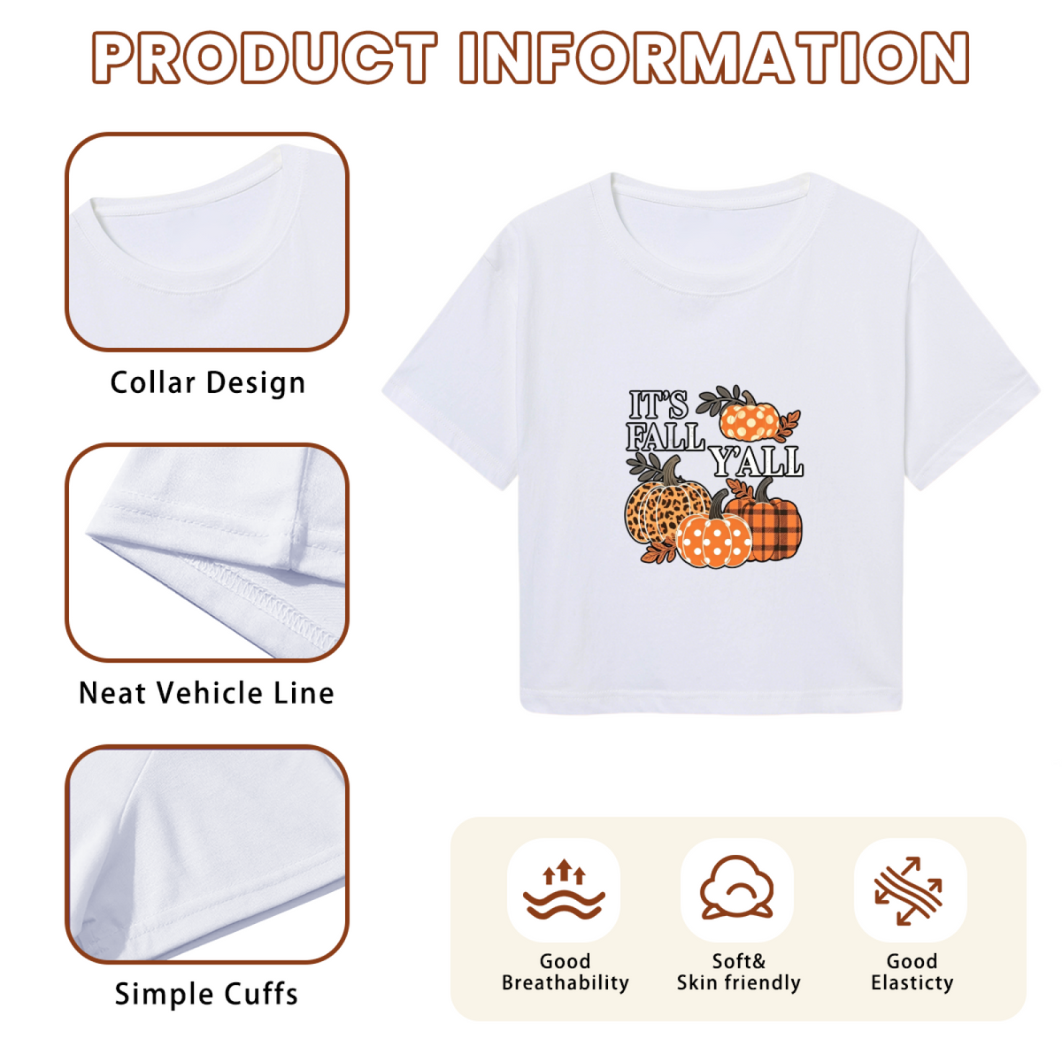 It¡¯s Fall Y¡¯all Plaid Leopard Pumpkin Fall Season Crop Top