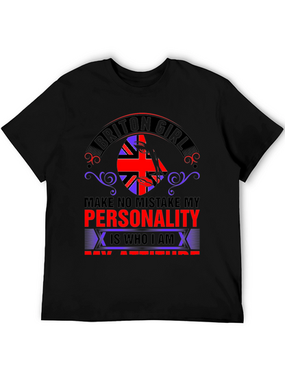 Briton Girl Personality Graphic Tee - Black