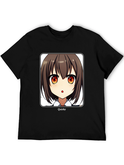 Quirky Anime Girl Graphic Black T-Shirt