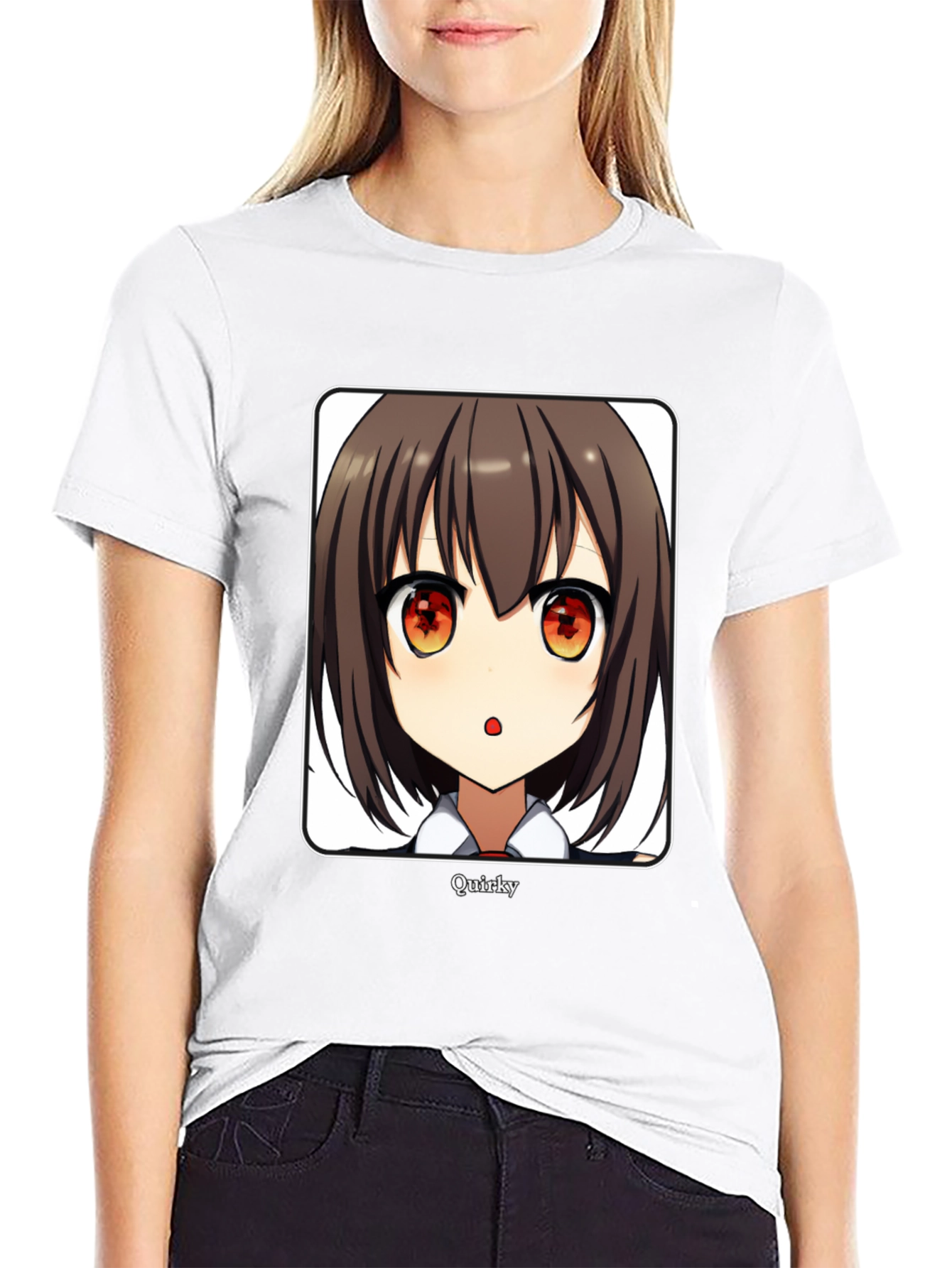 Quirky Anime Girl Graphic Black T-Shirt
