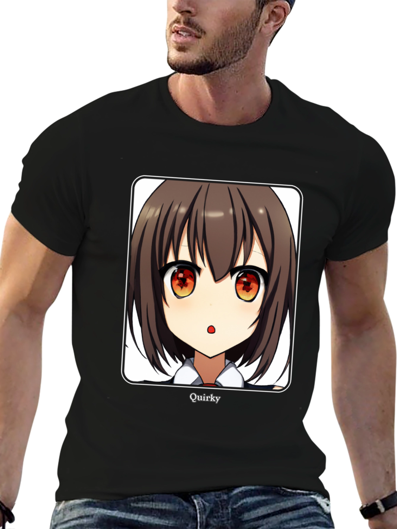 Quirky Anime Girl Graphic Black T-Shirt