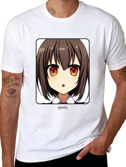 Quirky Anime Girl Graphic Black T-Shirt
