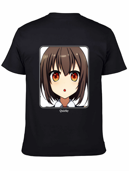 Quirky Anime Girl Graphic Black T-Shirt