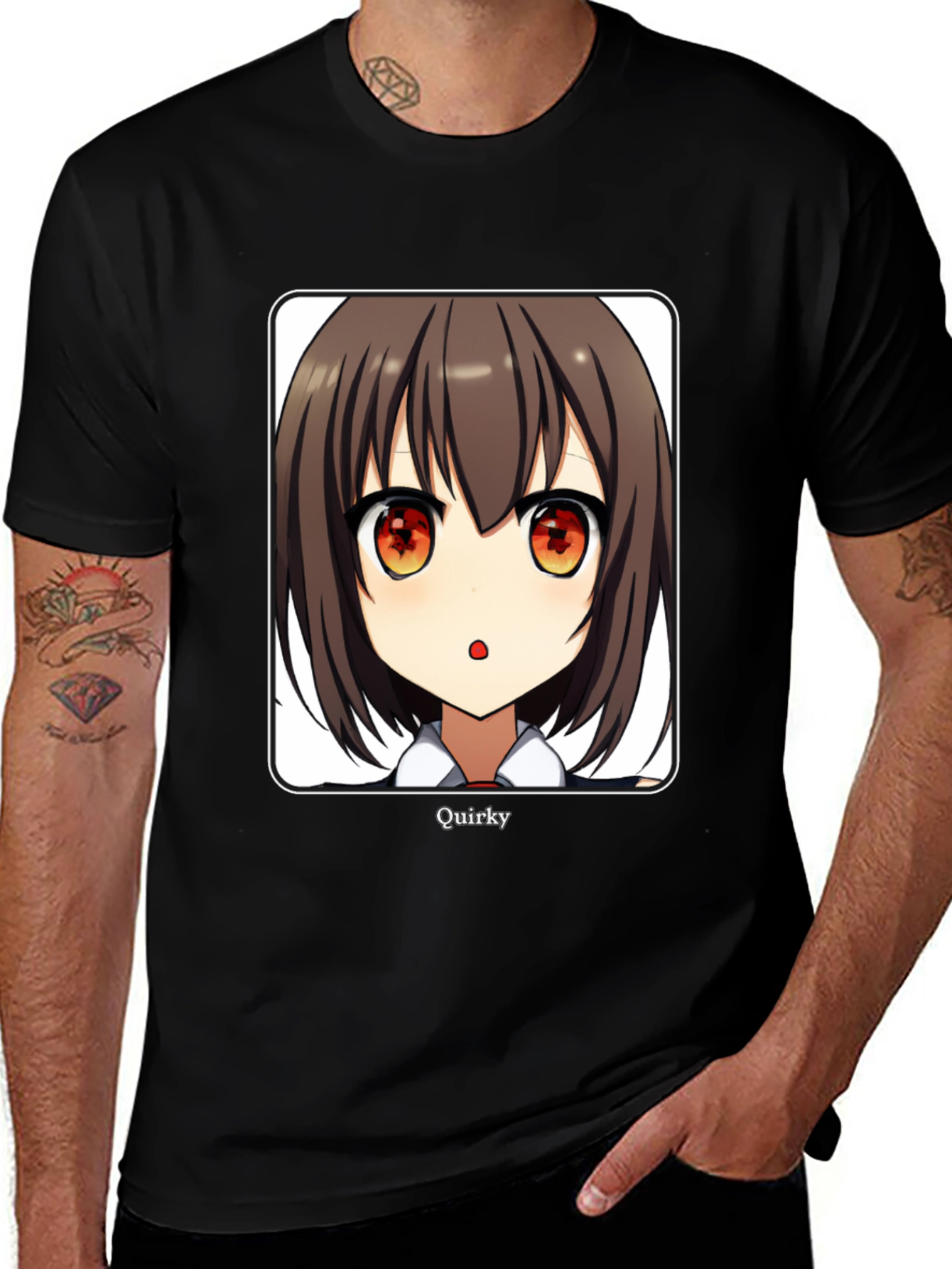 Quirky Anime Girl Graphic Black T-Shirt