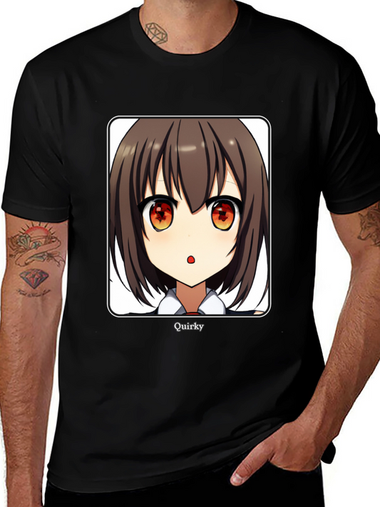 Quirky Anime Girl Graphic Black T-Shirt