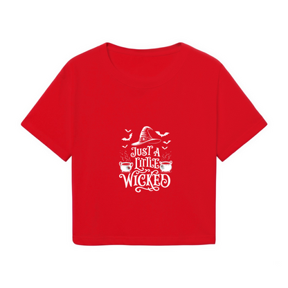 Just A Little Wicked Witch Halloween Spooky Cropped T?Shirt