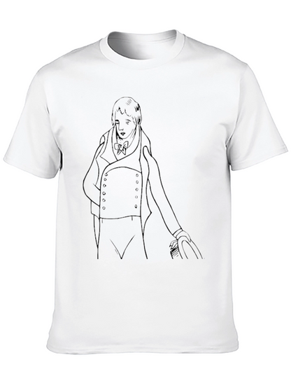 Sketch Portrait Tee - Classic Black Cotton T-Shirt