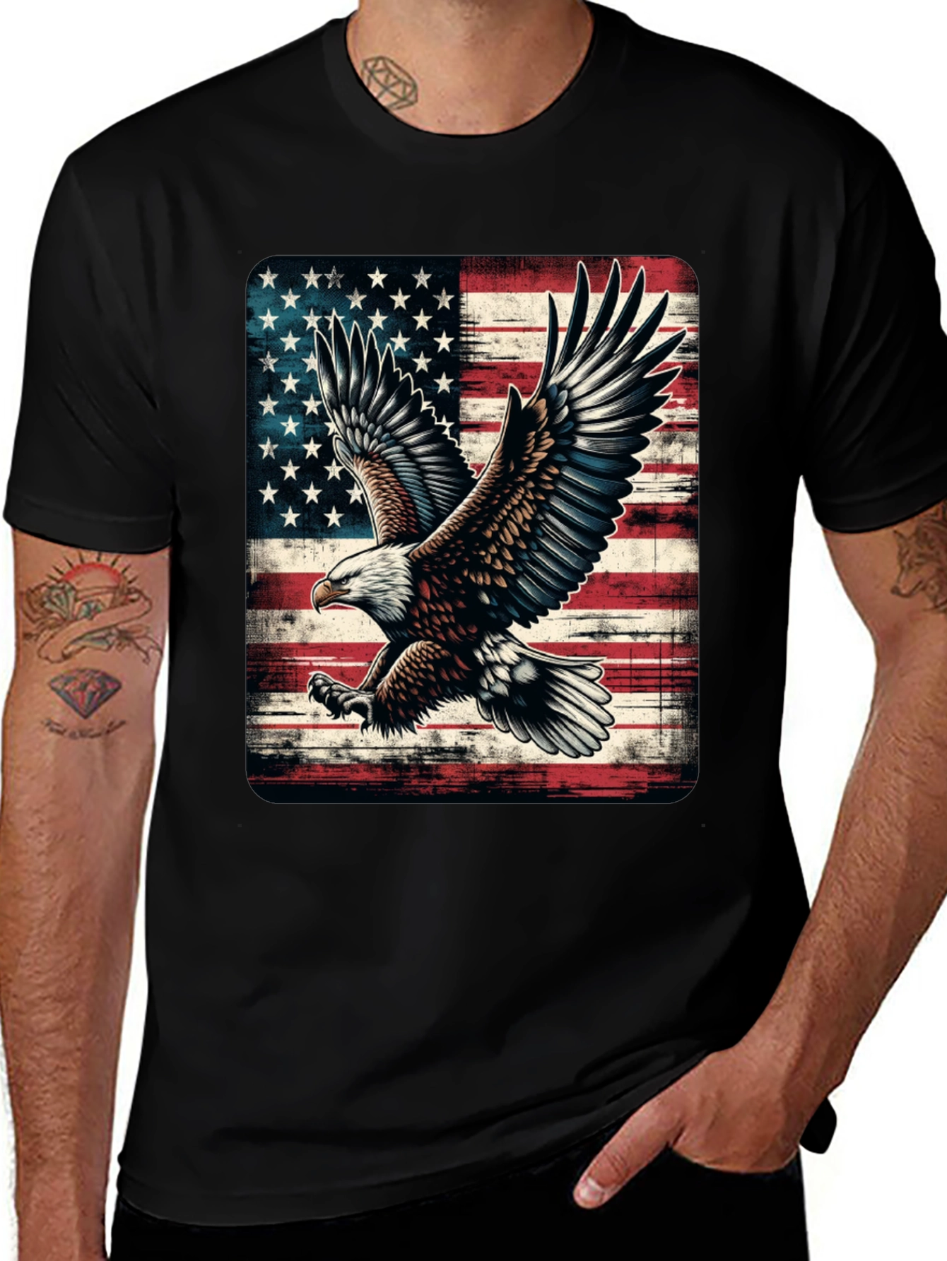 American Flag Eagle Graphic Tee - Patriotic Style