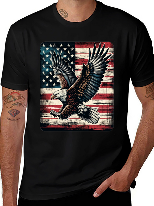 American Flag Eagle Graphic Tee - Patriotic Style