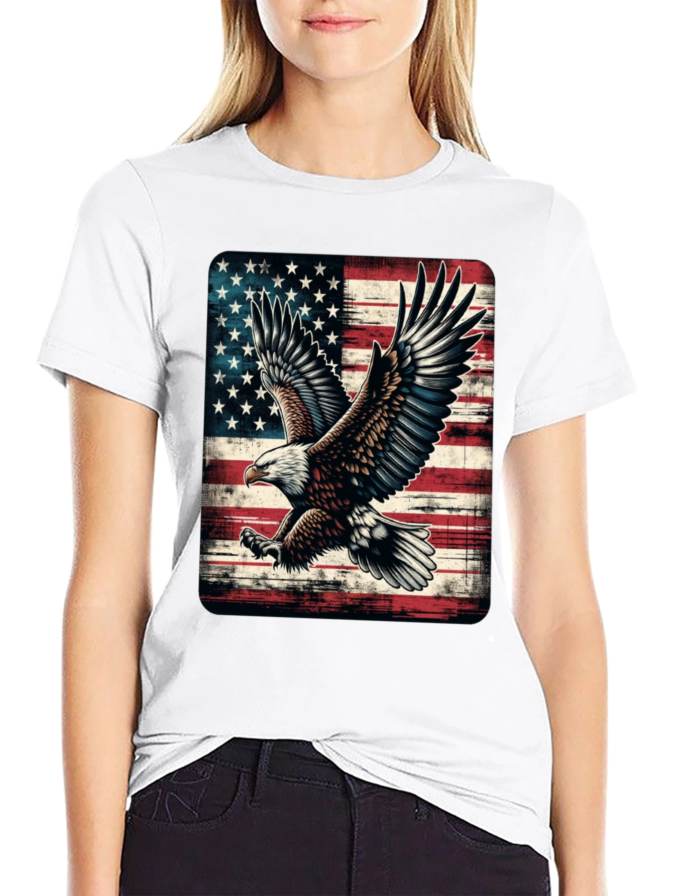American Flag Eagle Graphic Tee - Patriotic Style