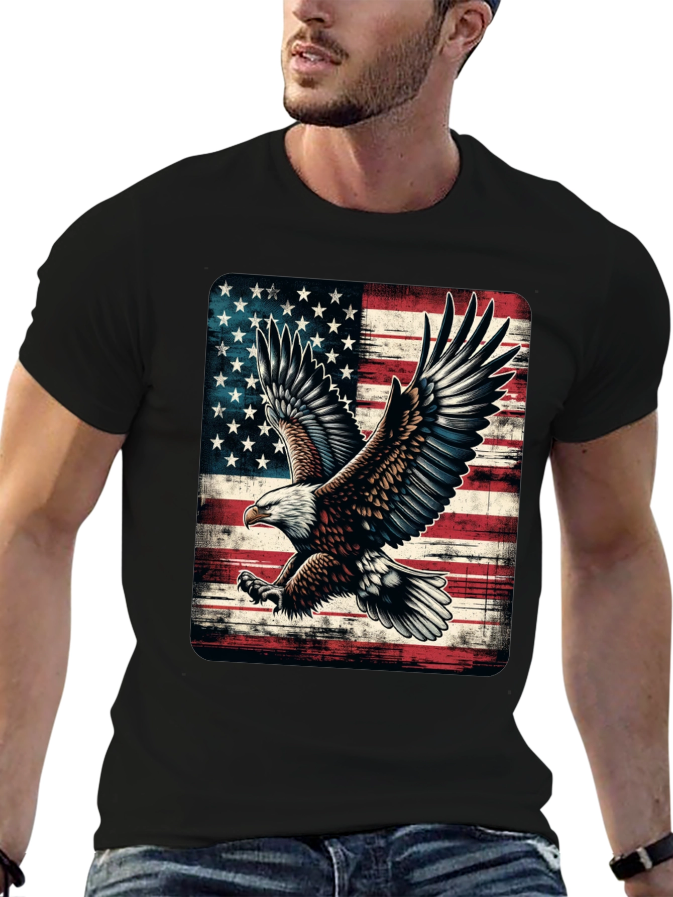 American Flag Eagle Graphic Tee - Patriotic Style