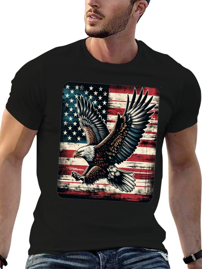 American Flag Eagle Graphic Tee - Patriotic Style