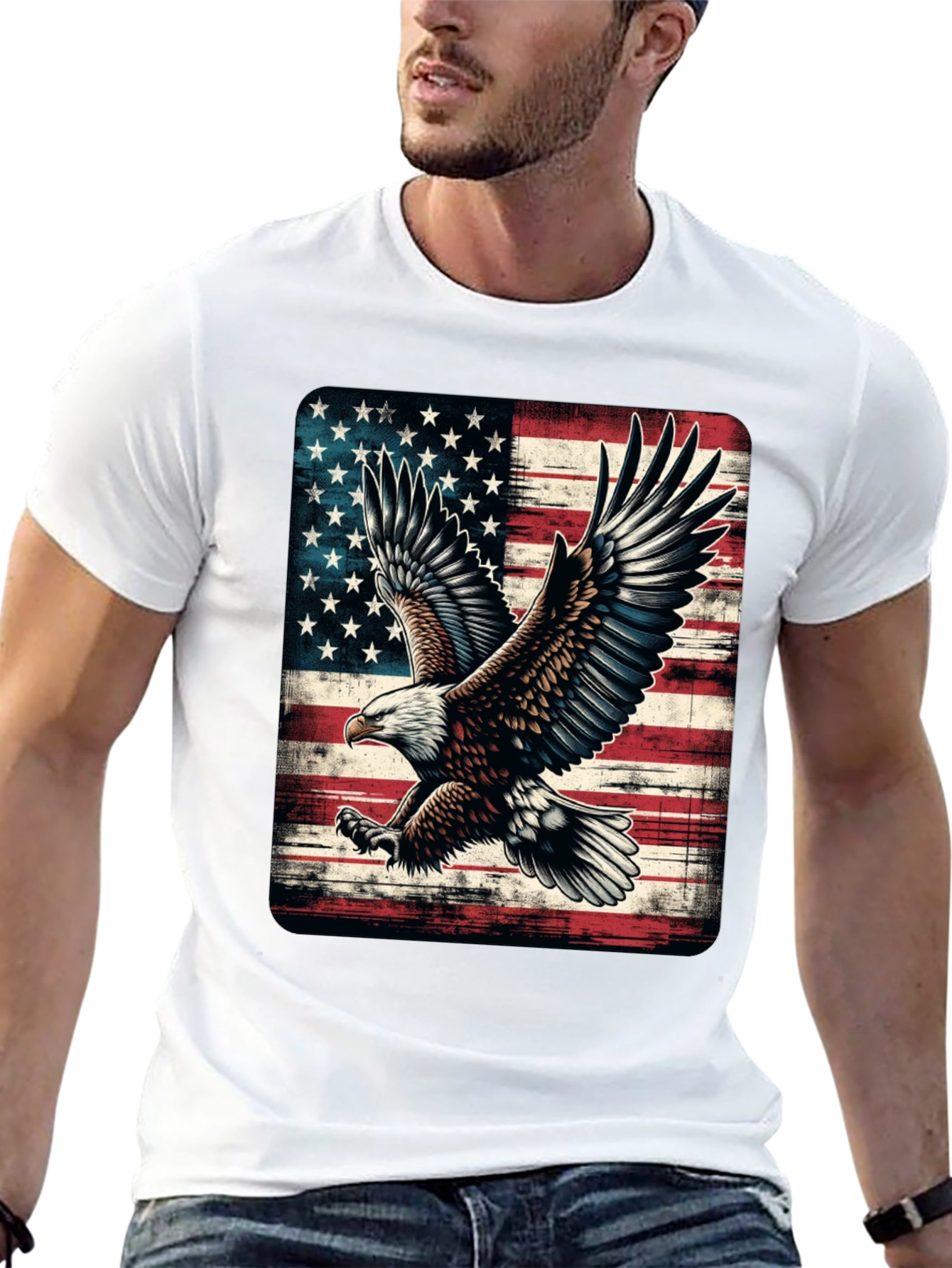 American Flag Eagle Graphic Tee - Patriotic Style