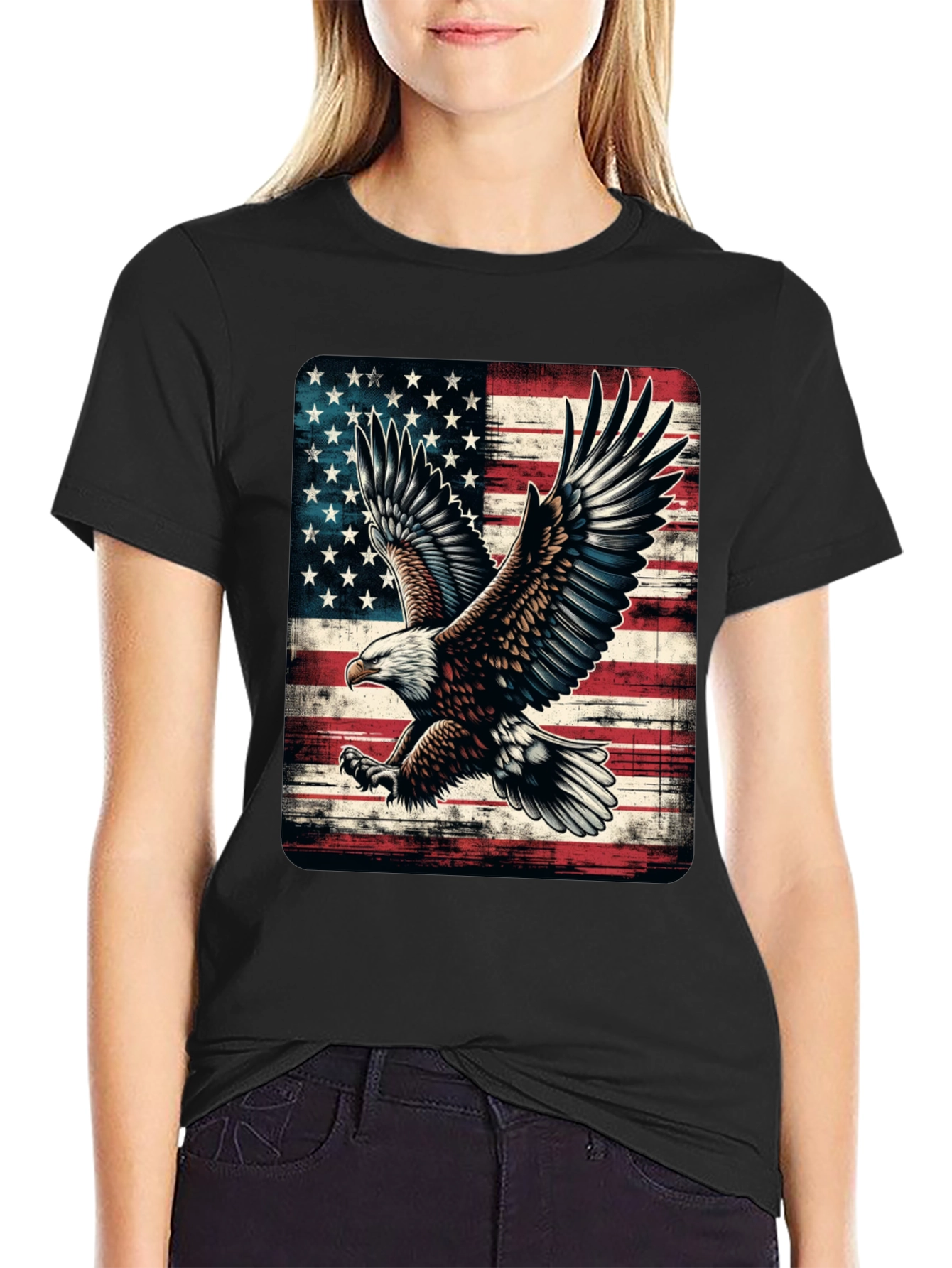 American Flag Eagle Graphic Tee - Patriotic Style