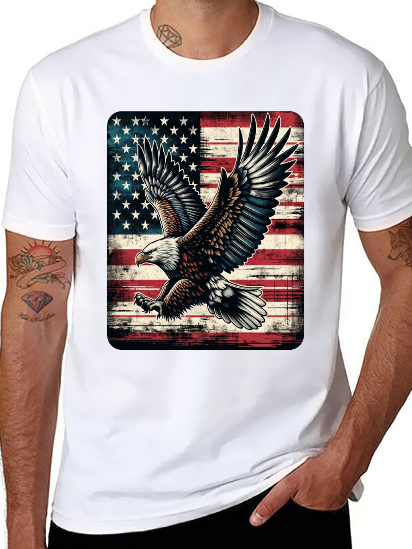 American Flag Eagle Graphic Tee - Patriotic Style