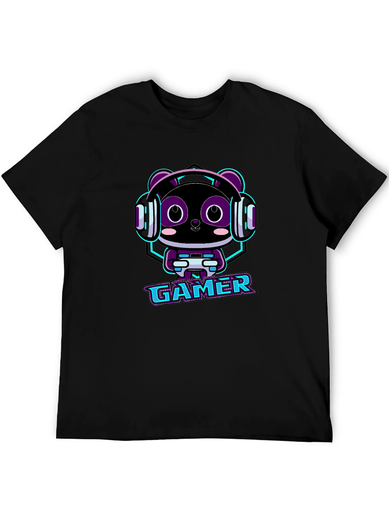 Gamer Panda Graphic T-Shirt - Black Cotton Tee