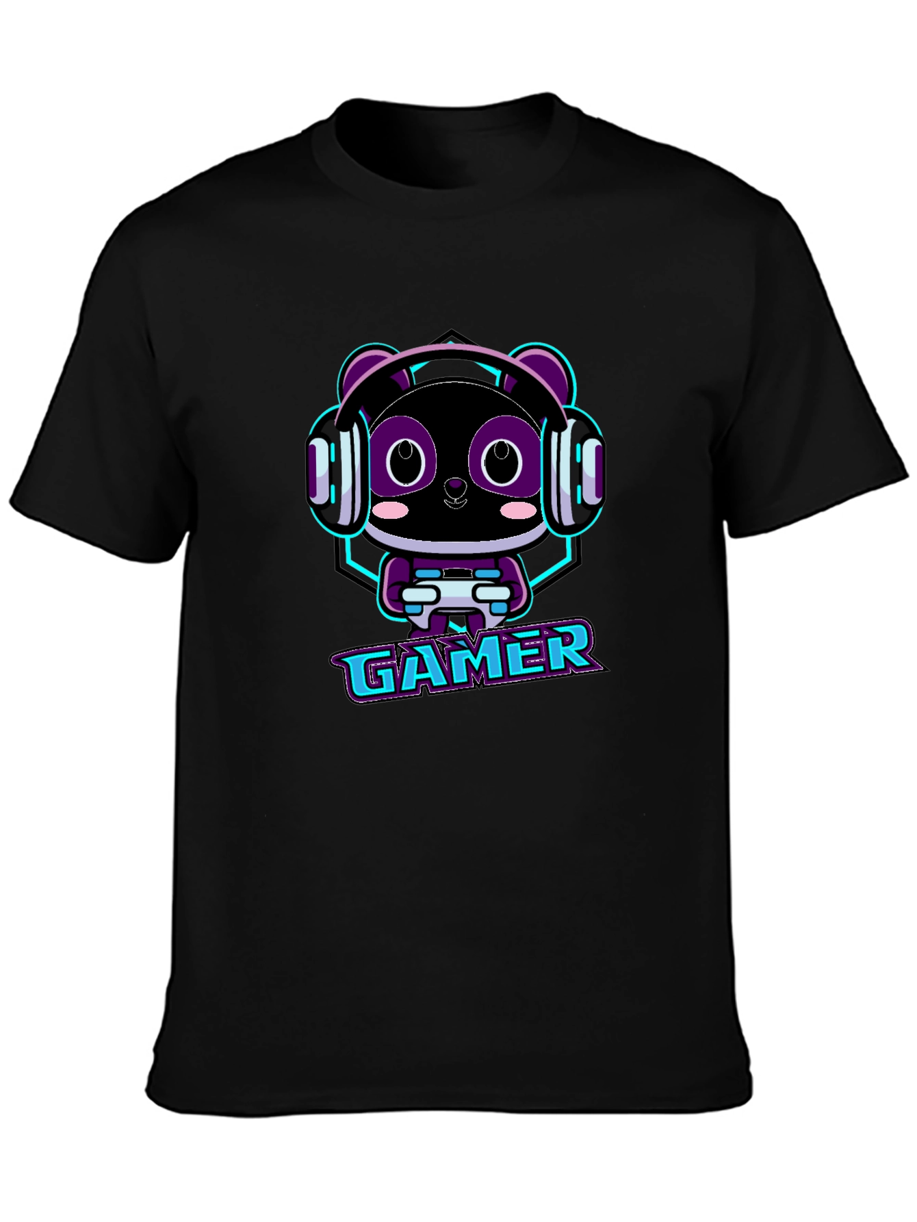 Gamer Panda Graphic T-Shirt - Black Cotton Tee