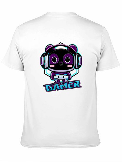 Gamer Panda Graphic T-Shirt - Black Cotton Tee