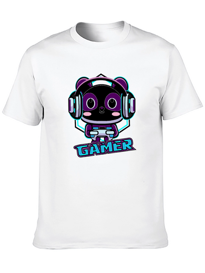 Gamer Panda Graphic T-Shirt - Black Cotton Tee