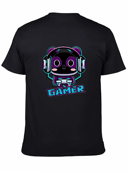 Gamer Panda Graphic T-Shirt - Black Cotton Tee