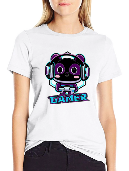 Gamer Panda Graphic T-Shirt - Black Cotton Tee