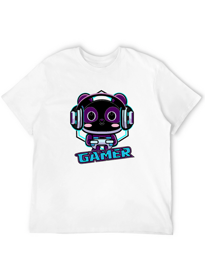 Gamer Panda Graphic T-Shirt - Black Cotton Tee