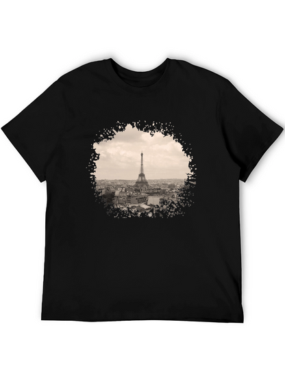 Eiffel Tower Graphic Print Black T-Shirt