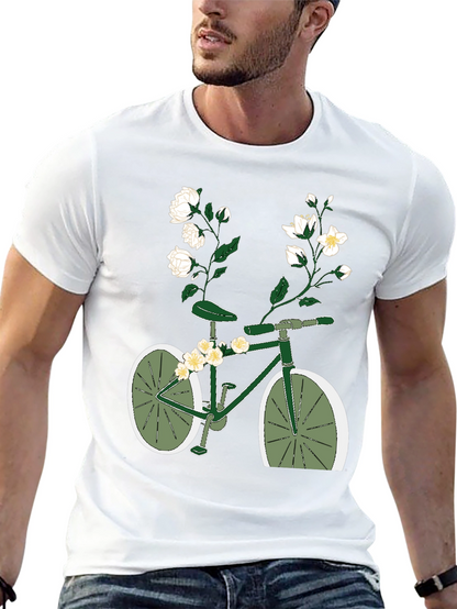 Floral Bicycle Graphic Tee - Unique Design