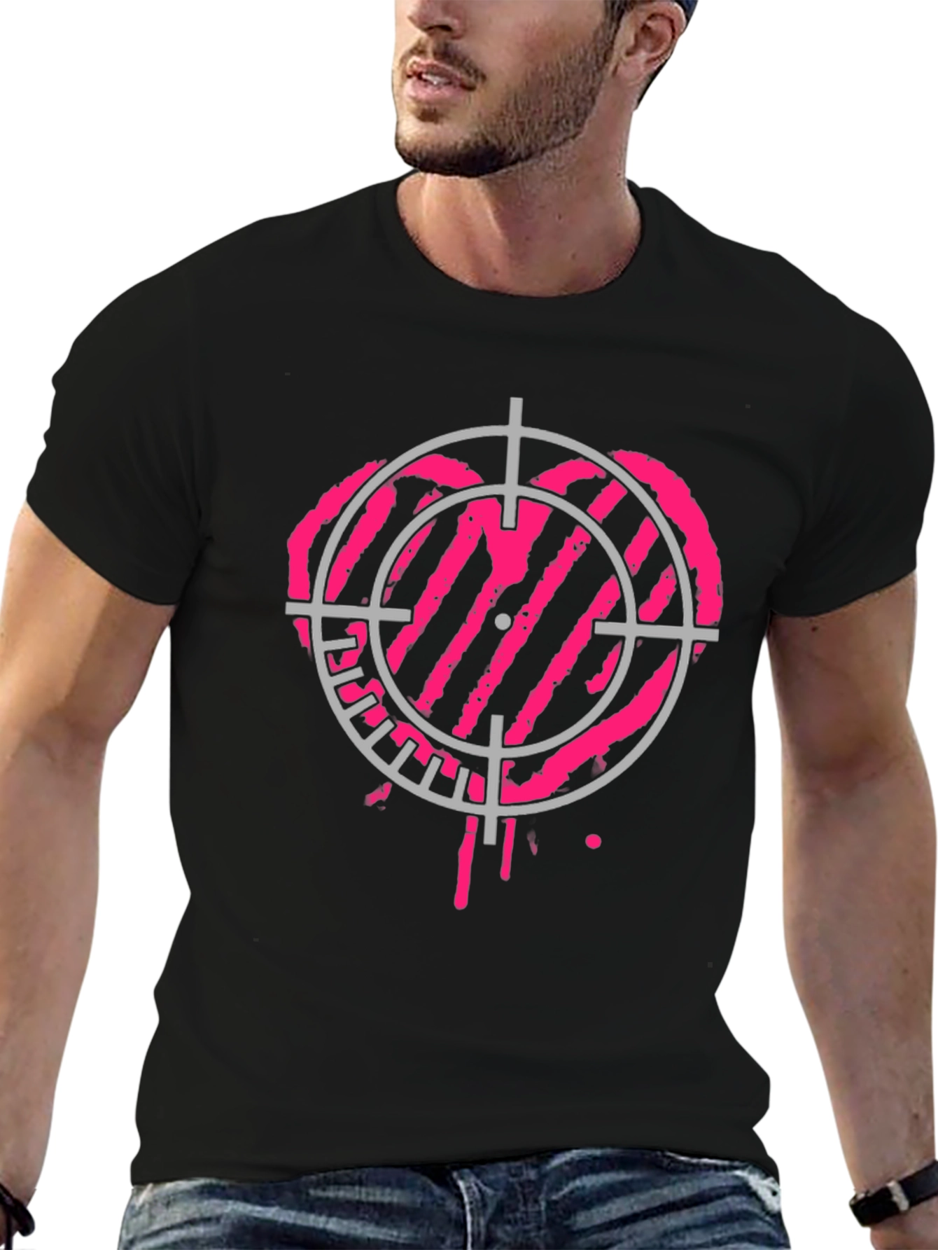 Heart Target Black T-Shirt - Unique Graphic Tee