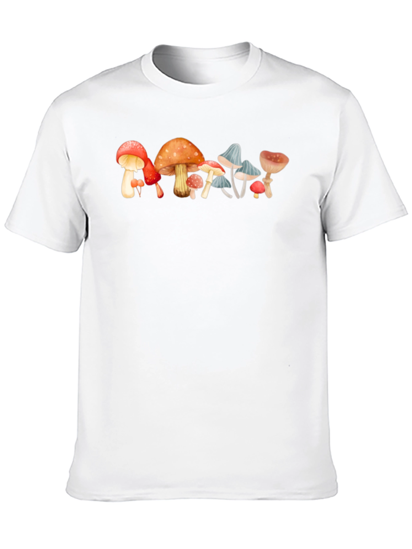 Mushroom Print Black Cotton Tee
