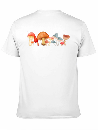 Mushroom Print Black Cotton Tee
