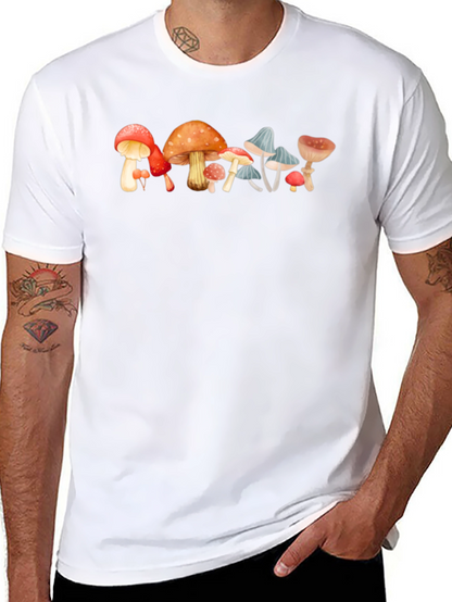 Mushroom Print Black Cotton Tee