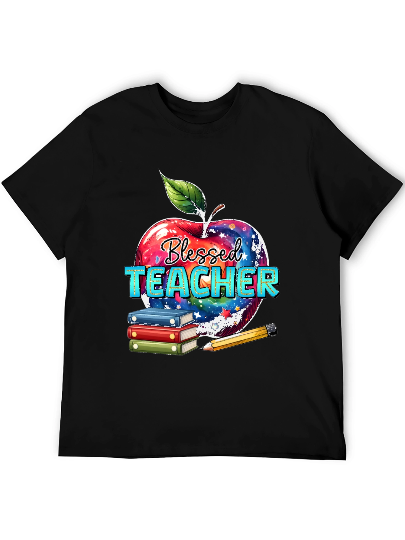 Blessed Teacher T-Shirt Apple Books Pencil Design