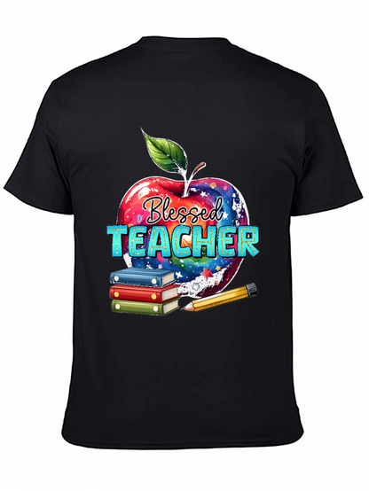Blessed Teacher T-Shirt Apple Books Pencil Design
